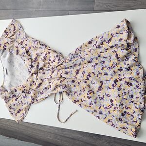 Aritzia Pretty Floral Wrap Dress With Ties at Waist